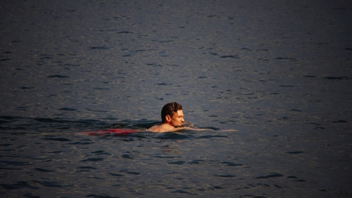 09-04 Stephen swimming from Bob's Cabins